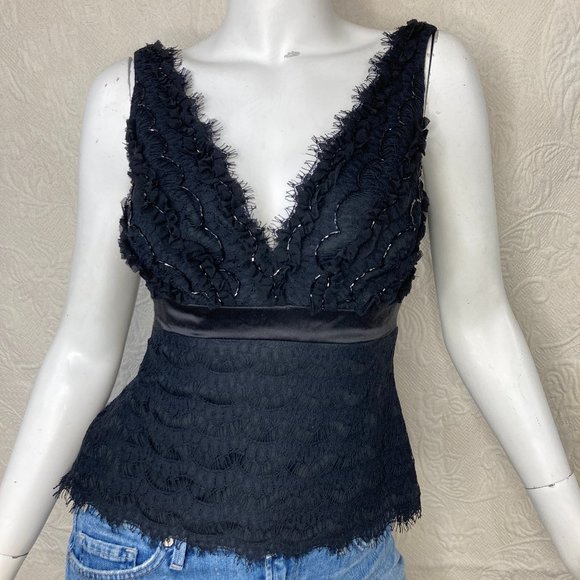 Tadashi Beaded Sleeveless Lace Blouse - Picture 2 of 10